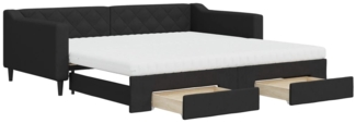vidaXL Tagesbett Ausziehbar mit Schubladen Schwarz 100x200 cm Stoff 3197487