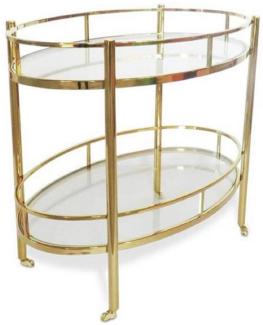 Casa Padrino Luxus Servierwagen Gold 70 x 47 x H. 77 cm - Edelstahl Trolley mit gehärteten Glasplatten - Hotel & Gastronomie Accessoires