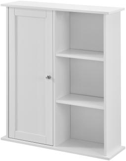 Badezimmerschrank Anderlecht 71 x 60 x 18 cm Regal mit Ablagen Weiß en. caa