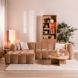 Bronx71 Ecksofa Luca Chenille peach links