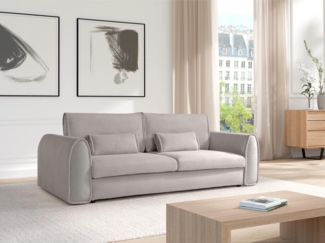 Vente-unique - Sofa mit Schlaffunktion 3-Sitzer - Cord - Hellgrau - RISTANO