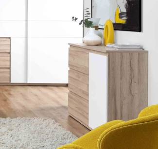 Kommode Sideboard Anrichte 115cm Bianco Eiche weiß
