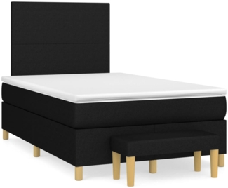 vidaXL Boxspringbett mit Matratze Stoff Schwarz 120x200 cm, Härtegrad: H2 [3136983]