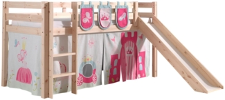 Kinderbett mit Rutsche Karolina Massivholz Natur Textilset Princess 3