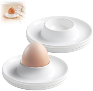 Auledio Eierbecher 6er Set Eierbecher aus Kunststoff Lebensmittelqualität Stapelbares, (12-tlg), bruchsichere Eierbecher, weiß Stapelbares Eierhalter