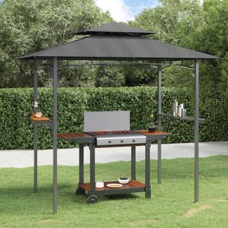 Grillpavillon mit Seitenregalen Anthrazit 240 x 150 x 243 cm Stahl