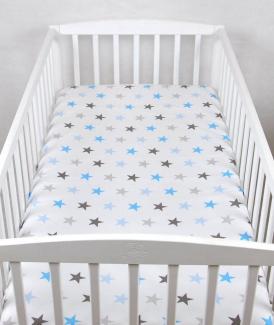 BABYLUX Spannbetttuch 70x140 cm Baby SPANNBETTLAKEN Baumwolle Kinderbett 94. Sterne Blau