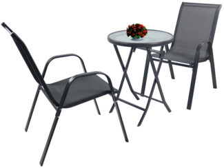VCM Garten-Essgruppe 3tlg Balkonset Gartenmöbel Stapelstühle Set Sonlas