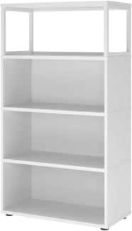 bümö flexi Regal mit werkzeuglosem Schnellaufbausystem, Dekor: weiß - Modulares Aktenregal 80 cm breit aus Holz für 4 Ordnerhöhen mit Threespine-Klicksystem, FW48RERG-W