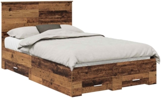 vidaXL Bettrahmen mit Kopfteil Altholz 120x190 cm Holzwerkstoff 3411339