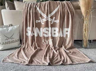 Sansibar 'Sylt' Wohndecke, Mikrofaser Fleece taupe/offwhite, 150 x 200 cm