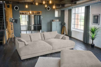 KAWOLA Big-Sofa MADELINE Großes Cordsofa - Entspannung pur - Wohnzimmer Couch, Inklusive Hocker, Zierkissen, legere Polsterung, zeitloses Design