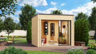 Fjordholz Gartenhaus Modell Q-BIC Alu 44 G Kiefer