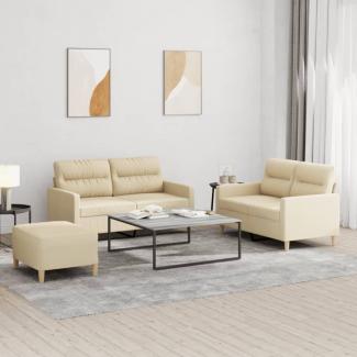 vidaXL 3-tlg. Sofagarnitur mit Kissen Creme Stoff 3201578