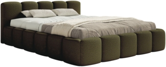 Selsey 'Cloudy Low' Polsterbett 200x200 mit Bettkasten und Metallrahmen-Lattenrost, olivgrün Bouclé