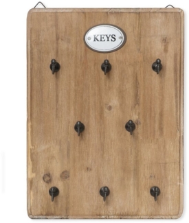 Moritz Schlüsselbrett 25x33 cm Keys 8 Haken braun, Schlüsselkasten Vintage Schlüsselbox Schlüsselleiste Schlüsselhaken