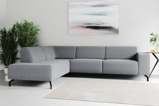 Places of Style Ecksofa Lorcan, Breite 275 cm, weiches Sitzgefühl, mit schwarzen Metallfüßen, Lederoptik und in weichem Strukturstoff