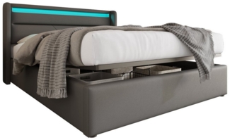 BlingBin Boxspringbett Stauraumbett Polsterbett (1-St), Doppelbett inkl. Farbwechselnde LED-Beleuchtungsleiste