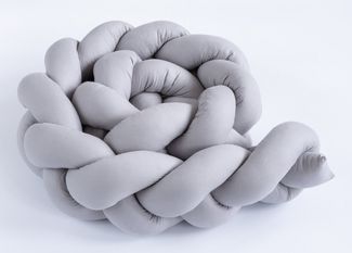 Loolay Nestchenschlange Geflochtenes Kissen Zierkissen Dekokissen Bettumrandung 100% GRAU, (Zugluftstopper Zugluft Schlange Wickeltischumrandung Babybett Kinderzimmer Schutz, Hausdeko Bettschlange 100 150 200 300 400 cm & Länge auf Anfrage), Zugluftsto...