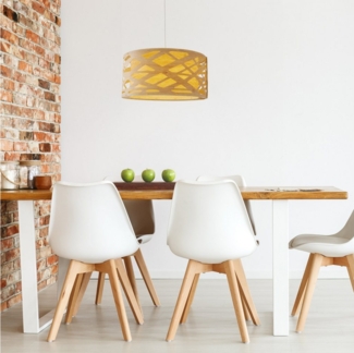 näve Pendelleuchte Finja, ohne Leuchtmittel, rund D: 40 cm, Holzimitat, mehrschichtig durchbrochen, 1x E27 exkl.