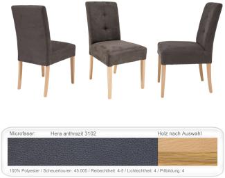 6x Stuhl Agnes 2 Varianten Polsterstuhl Esszimmerstuhl Massivholzstuhl Buche natur lackiert, Hera anthrazit