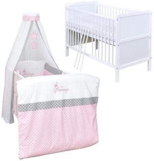 Baby-Delux Komplettbett Babybett Jack Komplettset, 10-tlg, Kinderbett 70x140 cm weiß, Bettset verschiedene Designs