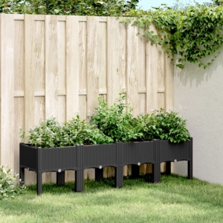 vidaXL Pflanzkasten mit Beinen Schwarz 160x40x42 cm PP 367903