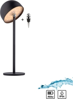 my home Tischleuchte Akku Tischleuchte Hesper Indoor Outdoor, magnetischer Flaschenaufsatz, Dimmfunktion, Memoryfunktion, LED fest integriert, Warmweiß, Pilzlampe Flaschenaufsatz, Regulierung der Lichtstärke, Pilz, Lampe