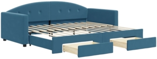 vidaXL Tagesbett Ausziehbar mit Schubladen Blau 90x200 cm Samt 3197348