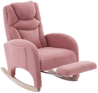 HAUSS SPOLE Stuhl Relaxsessel Posterstuhl mit Fußstütze, dicke Polsterung, Rosa (Schaukelstuhl mit Armlehne & Kopfstütze, Kunstfell-Stoff, 110 kg Tragkraft, Ideal für Wohnzimmer und Schlafzimmer – Relaxsessel mit klappbarem Fußhocker für maximale Entsp...