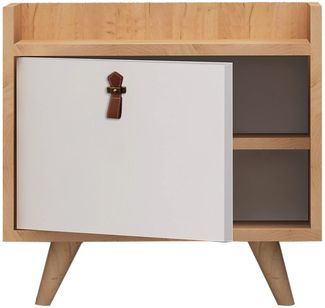 WellHome Yukon Kommode 100 % melaminfurnierte Spanplatte Eiche Weiss