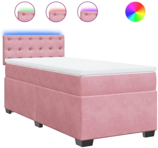 vidaXL Boxspringbett mit Matratze Rosa 100x200 cm Samt 3288551