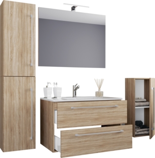 VCM Badmöbel Waschtisch Badinos 914163 Weiß H. 152 x B. 126 T. 46 cm