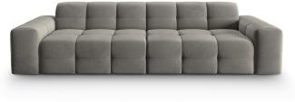 Micadoni 4-Sitzer Samtstoff Sofa Kendal | Bezug Dark Grey | Beinfarbe Black Beech Wood