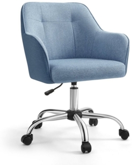 Songmics höhenverstellbarer Bürostuhl, bis 120 kg belastbar, Leinenimitat blau, 64x64 x (83-93) cm