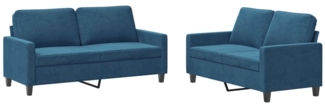 vidaXL 2-tlg. Sofagarnitur mit Kissen Blau Samt 3201505