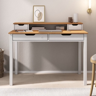 IDIMEX Schreibtisch RAUL, Bürotisch mit Stauraum aus Massivholz mit 4 Schubladen eiche/weiß