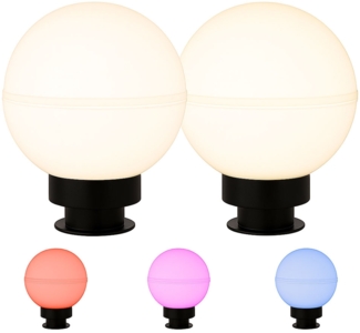 2x Außen Steckleuchten, Kugel, Smart LED, Erdspieß, D 20 cm