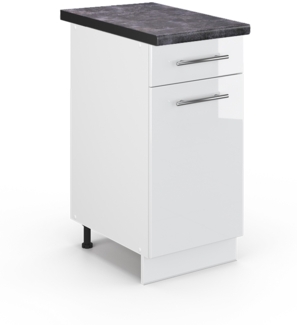 Küchenunterschrank Fame-Line Weiß Hochglanz 40 cm , AP Anthrazit Vicco