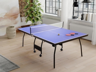 Vente-unique - Zusammenklappbare Tischtennisplatte mit Rollen für den Innenbereich mit Zubehör - 274 x 152,5 x 76 cm - GARRY