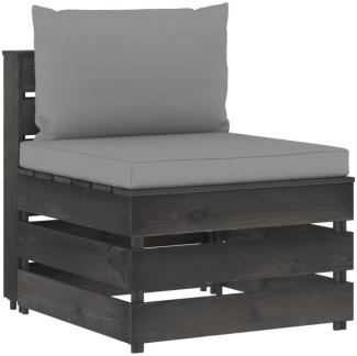 vidaXL Modulares Mittelsofa mit Kissen Grau Imprägniertes Holz 3068121