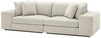 Casa Padrino Luxus Wohnzimmer Sofa mit Kissen Sandfarben / Schwarz 280x120 x H. 90 cm