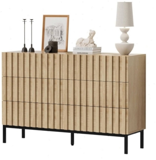 UEV Kommode mit 6 Schublanden (Küchenschrank Buffet TV Board Schrank mit Füße Aufbewahrungskommode, Anrichte Schrank mit Metallfüßen, Highboard, Sideboard, Schmal kommode), 73,4 x 34,5 x 100cm für Wohnzimmer Schlafzimmer Flur