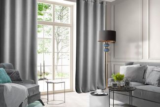 Design91 Samtvorhang, Ösen, Polyester stahl, 140x250 cm