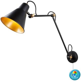 Verstellbare RGB LED Wandleuchte in schwarz gold, Höhe 77cm