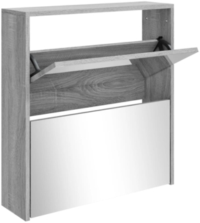 vidaXL Schuhschrank mit Spiegel 2 Fächer Grau Sonoma 63x17x67 cm 342633