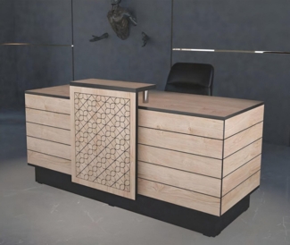 JVmoebel Empfangstheke Rezeption Empfangsschalter Empfangstheke Büro Hotel Holz Braun Tisch (1-St, 1x nur Empfangstheke ohne Sessel), Made in Europa