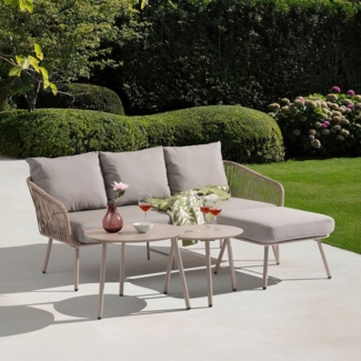IDIMEX Gartenlounge-Set MYKONOS, Outdoor Dreisitzer Sofa mit Beistelltisch, Balkonmöbel champagne/beige