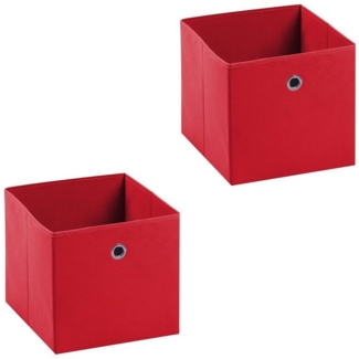 IDIMEX Aufbewahrungsbox ELA (Set), Aufbewahrungsboxen im 2er Set, Regalboxen mit Griff 27x27cm rot