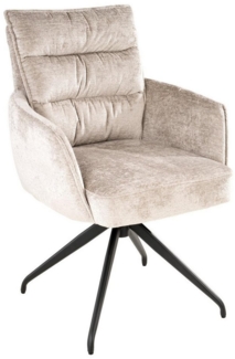 Home4You Esszimmerstuhl, Beige, Schwarz, Webstoff, Metallgestell, (1 St), 360 Grad drehbar, B 61 x H 86 x T 51 cm